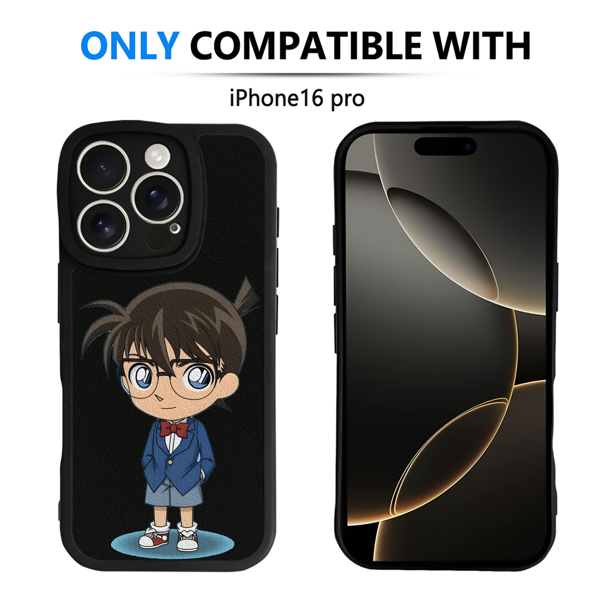 （画像用） 名探偵コナン 江戸川 コナン Detective Conan Conan Edogawa 【iPhone 16シリーズ対応】シリコンスマホケース（レザー調） 材質：シリコン